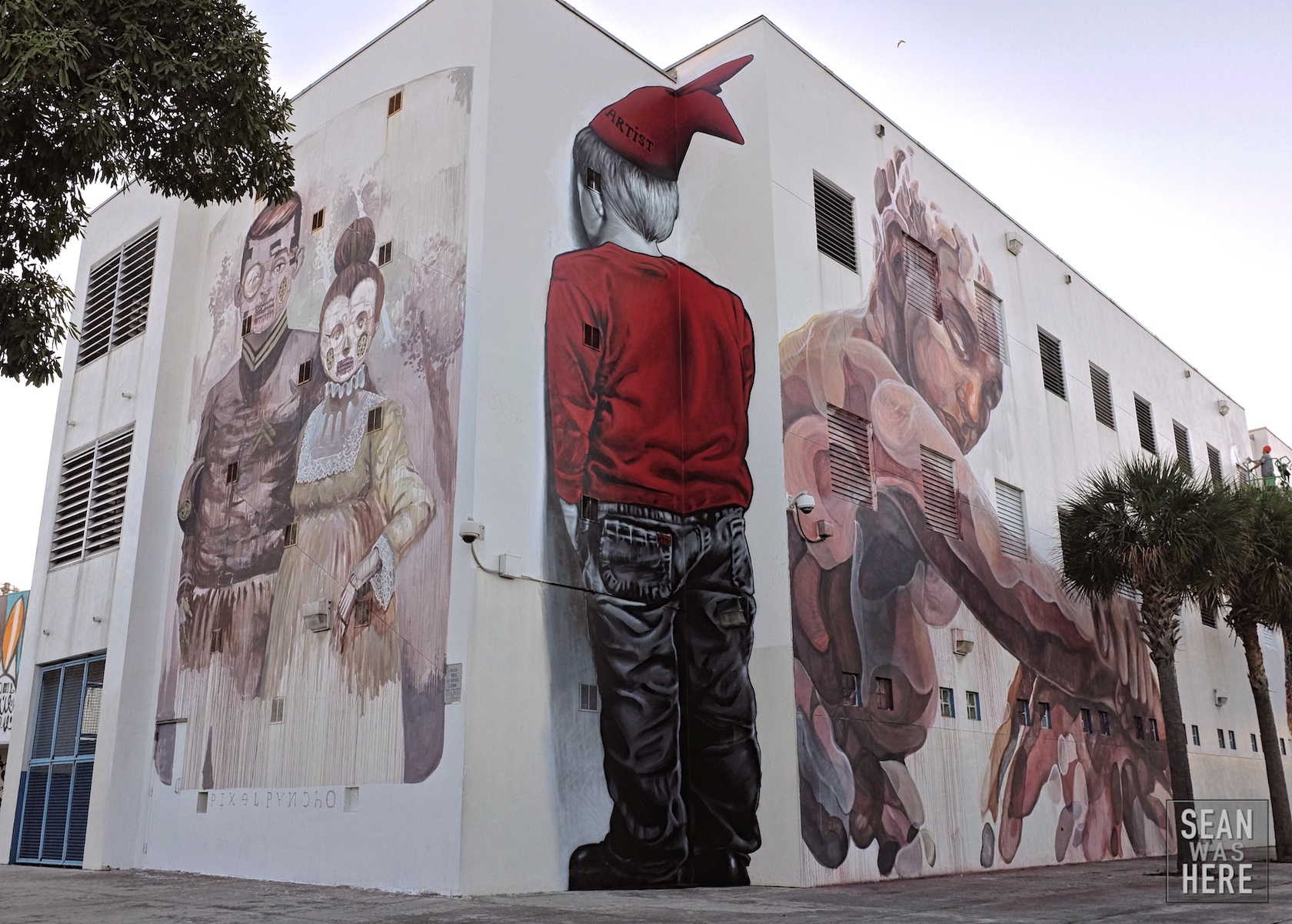 Pixel Pancho (Turino, Italy), MTO (France->Berlin) and Paola Delfin (Mexico. DF). Amazing walls back to back at the Jose De Diego Middle School. Wynwood Miami