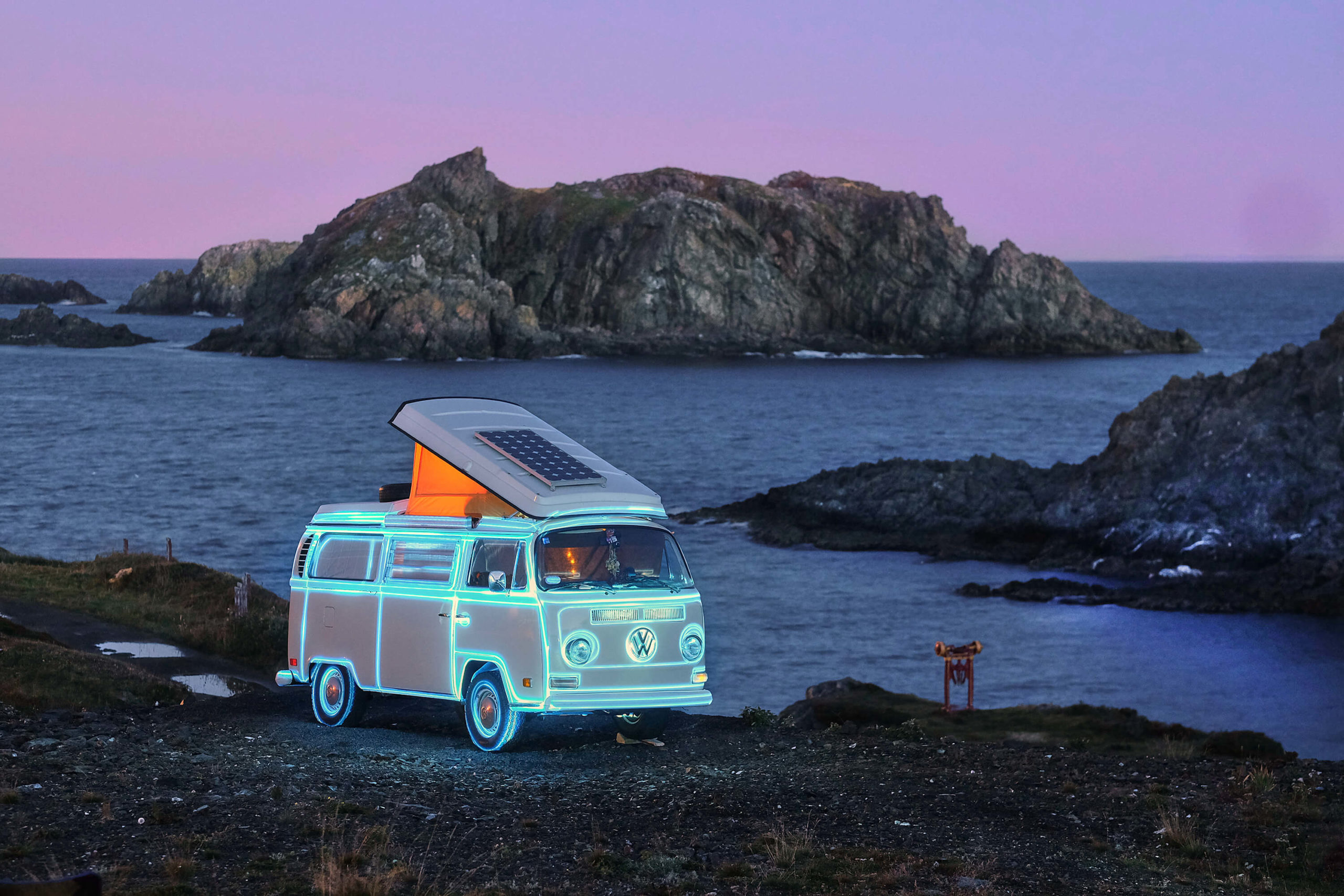 Sean Was Here Projection Mapping Installation on VW Bus Newfoundland