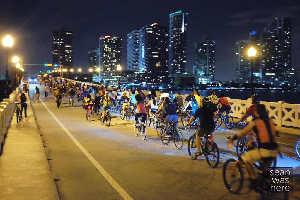 Critical Mass. Venetian Causeway, Miami Beach